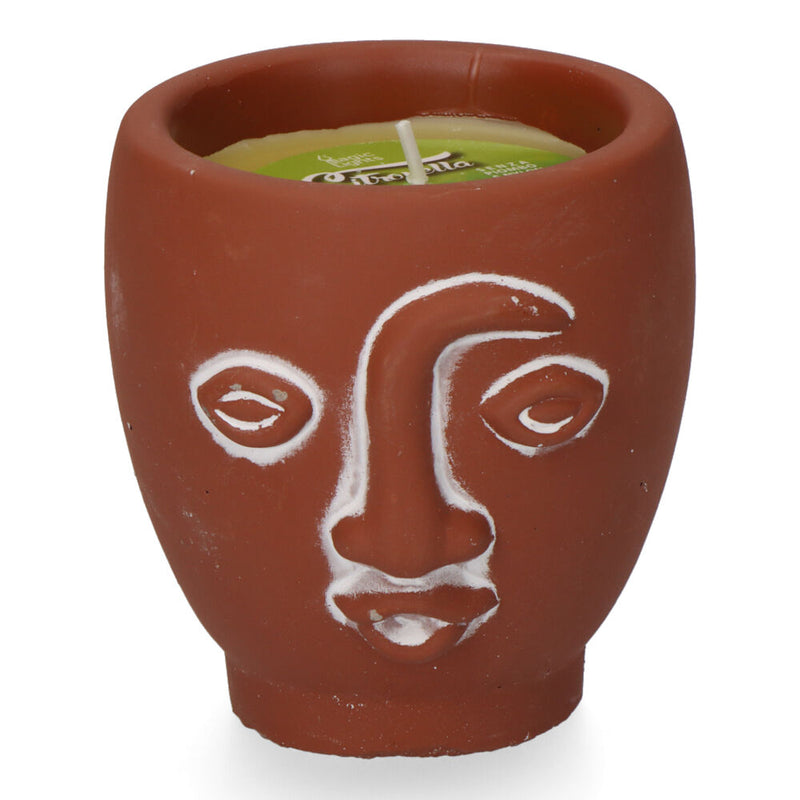 Terracotta Citronella Candle "Faces" Assorted Colors