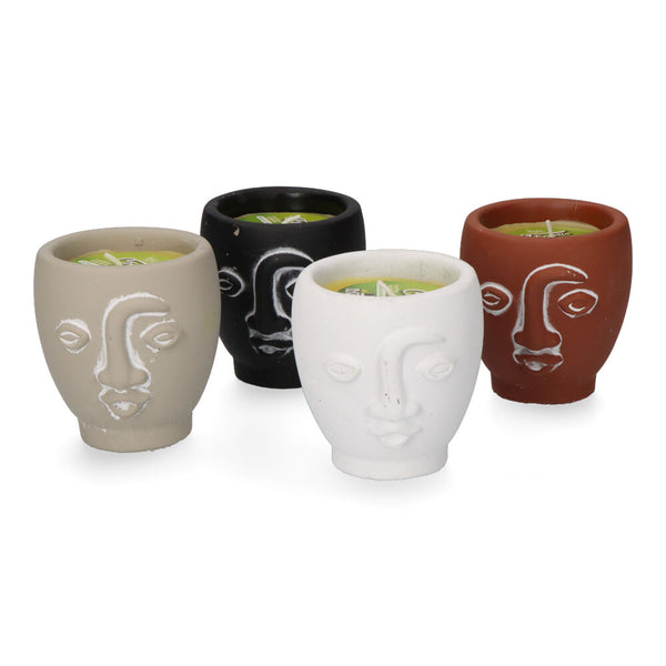 Terracotta Citronella Candle "Faces" Assorted Colors