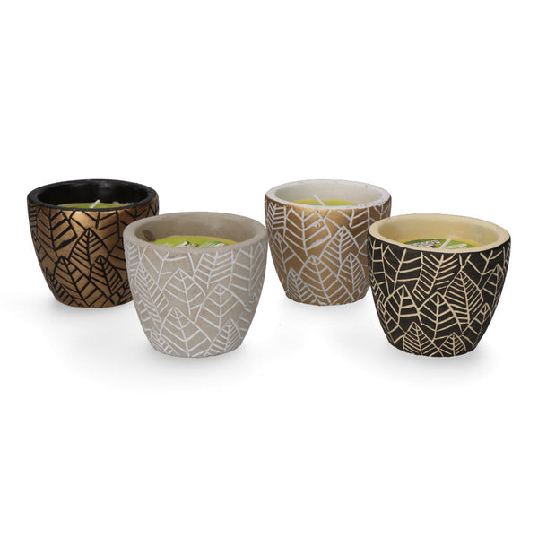 Terracotta Citronella Candle "Leaves" Assorted Colors