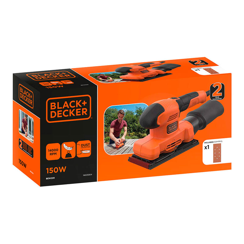 150W Orbital Sander 1/3 Bew220-Qs Black+Decker