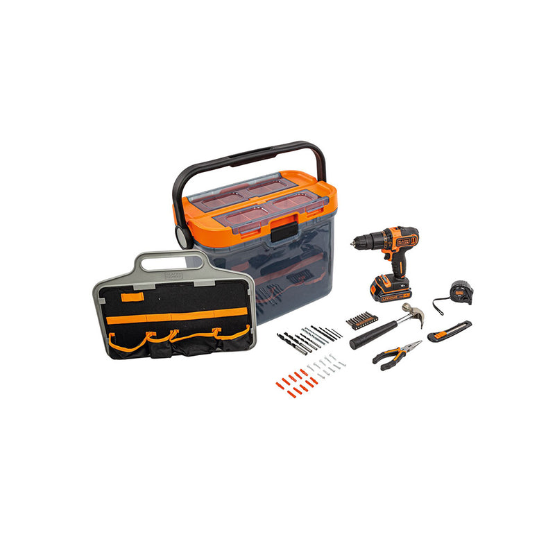 DIY Kit with 18V Hammer Drill and Accessories Bcksb05-Qw Black+Decker