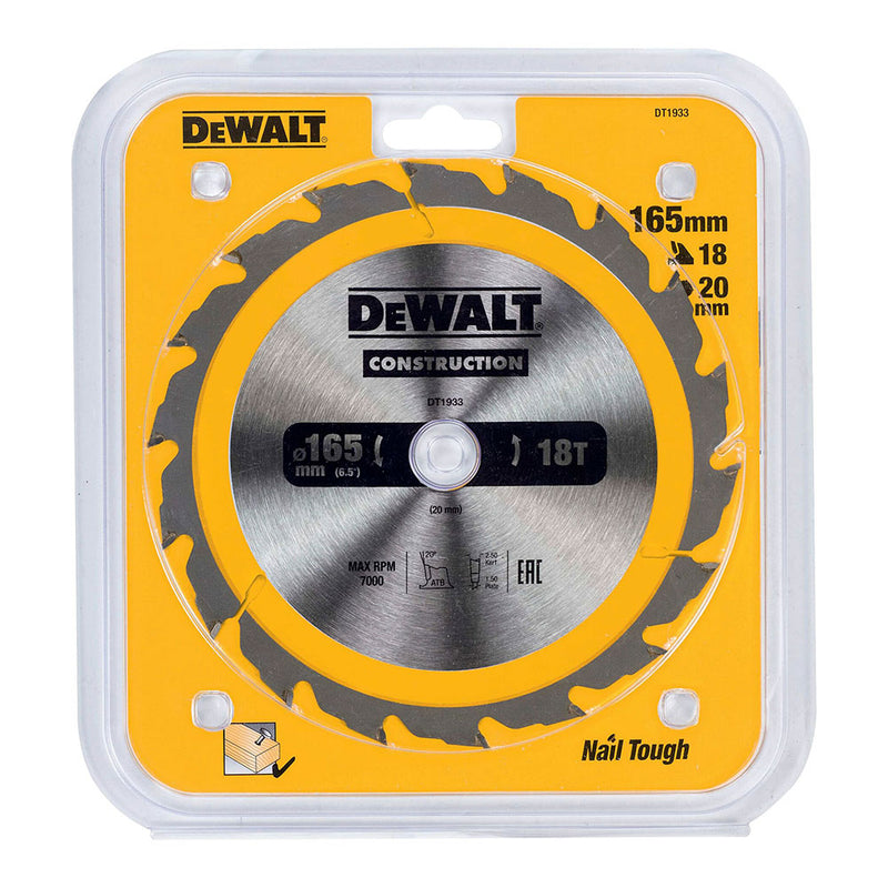 Construction Cutting Disc Ø165X20Mm 18T (Ac) Dt1933-Qz Dewalt