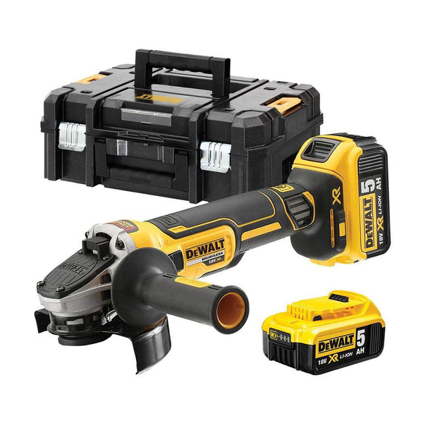 S.Of. Mini-Amoladora Sin Escobillas Xr 18V 125Mm Con 2 Baterías Li-Ion 5Ah, Cargador Y Maletín Tstak Ii Dcg405P2-Qw Dewalt