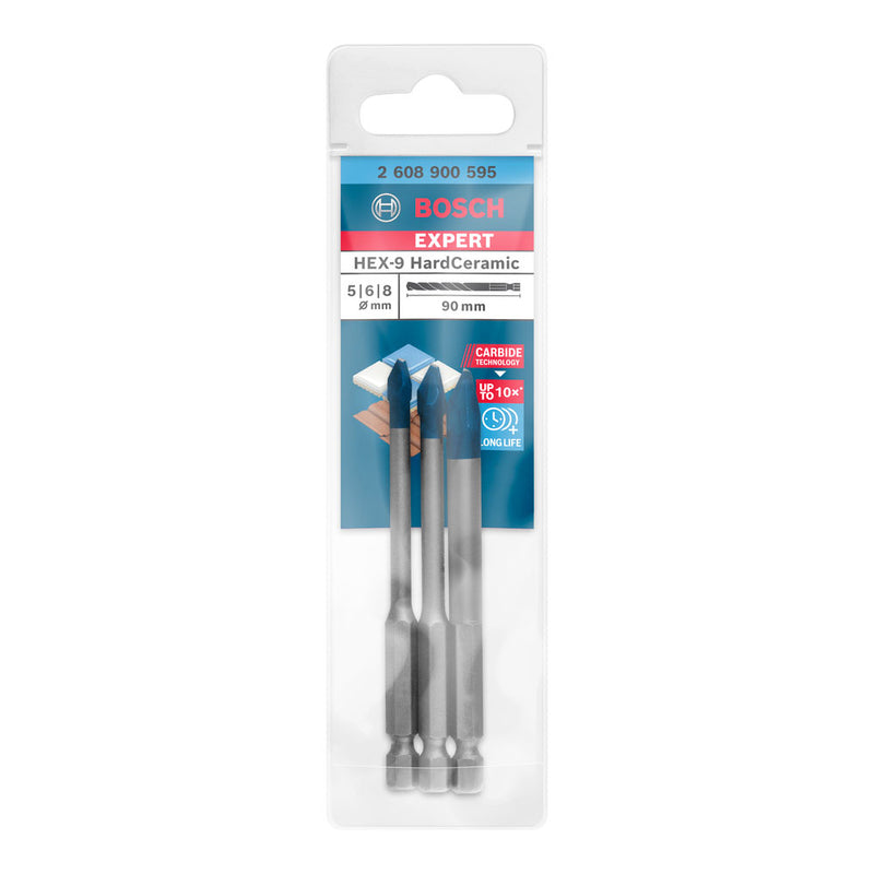 Set of 3 Expert Hex-9 Hardceramic Drill Bits Measurements: 5, 6, 8Mm 2608900595 Bosch