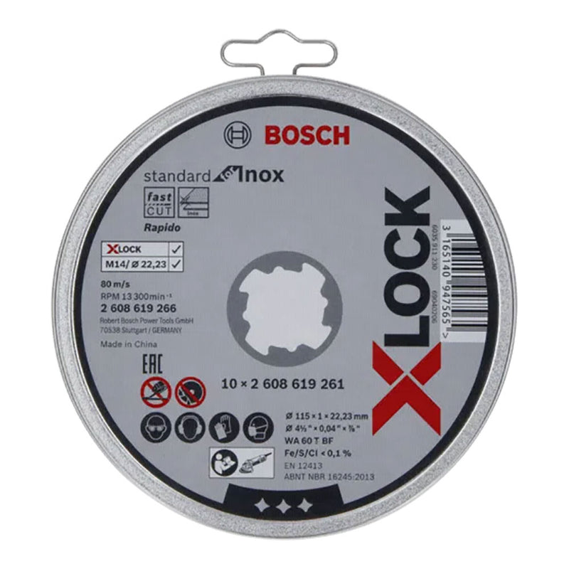 Can With 10 X-Lock Standard For Inox Cutting Discs (Straight) Measurements: Ø115X1Mm 2608619266 Bosch