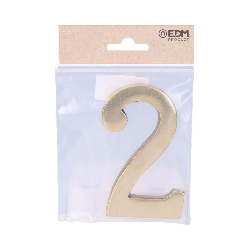 Number 2 Polished Brass 10cm Invisible Fixing Edm