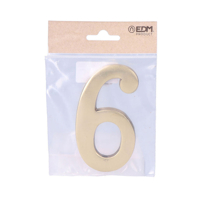 Number 6 Polished Brass 10cm Invisible Fixing Edm