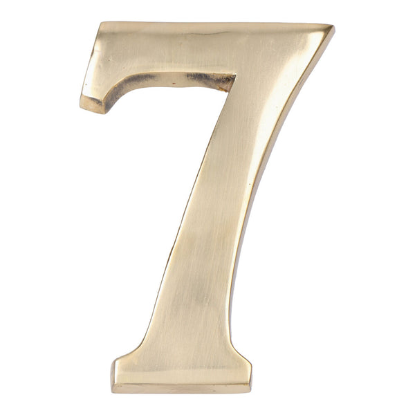 Number 7 Polished Brass 10cm Invisible Fixing Edm