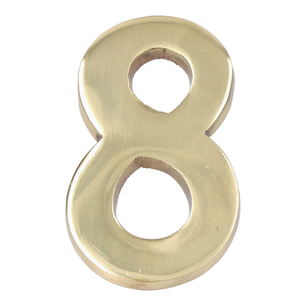 Number 8 Polished Brass 10cm Invisible Fixing Edm