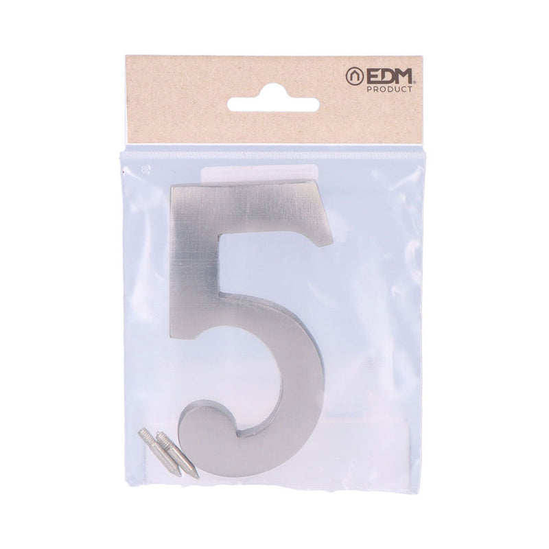 Number 5 Matte Nickel 10cm Invisible Fixing Edm