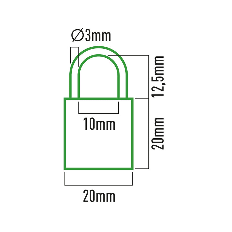 Candado De Laton Arco Normal 20X12Mm Blister Edm