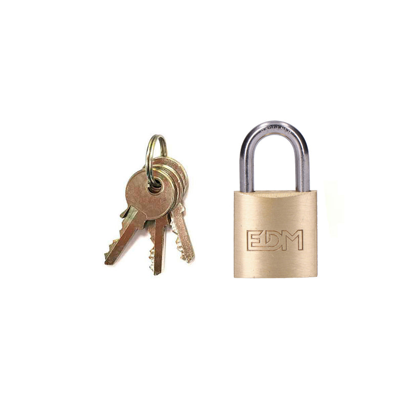 Brass Padlock Normal Bow 25x15mm Blister Edm