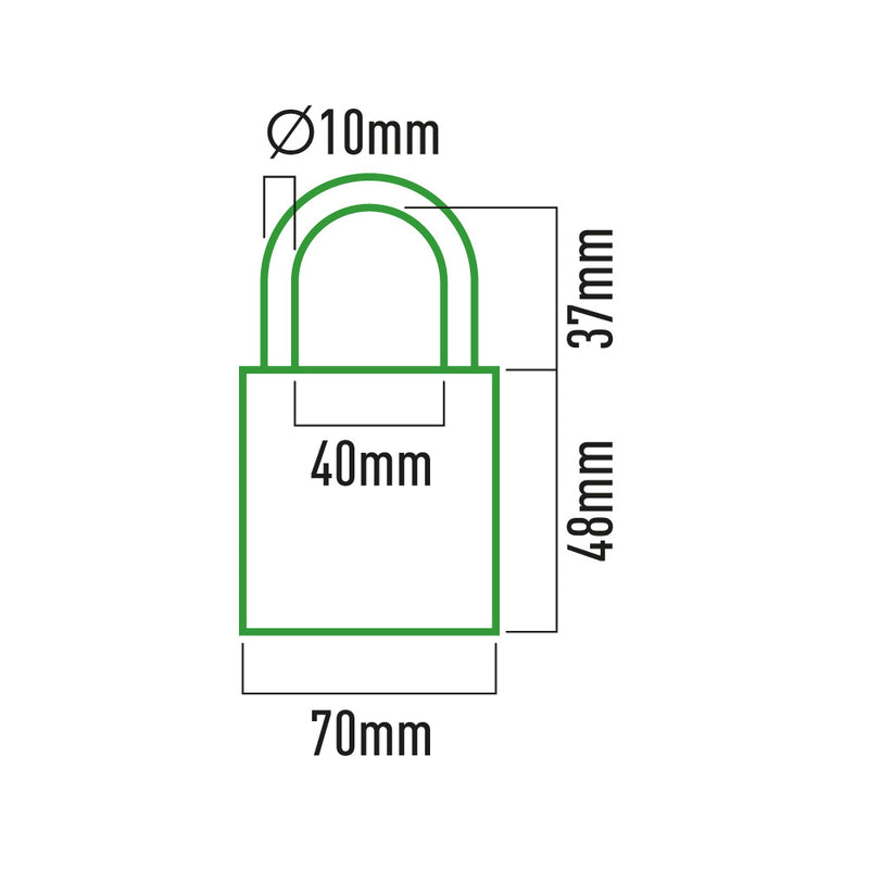 Brass Padlock Normal Bow 70x36.5mm Blister Edm