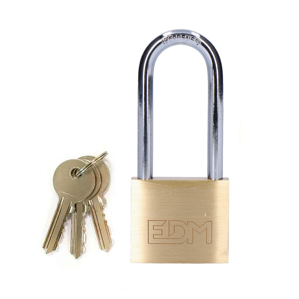 Brass Padlock Long Bow 30x60mm Blister Edm