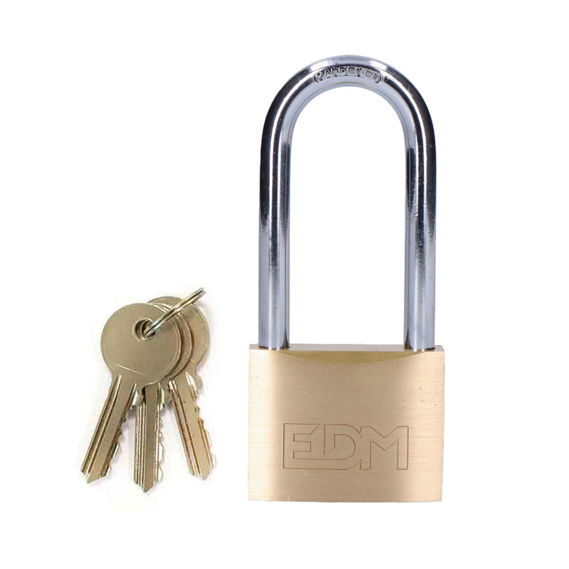 Brass Padlock Long Bow 50x80mm Blister Edm