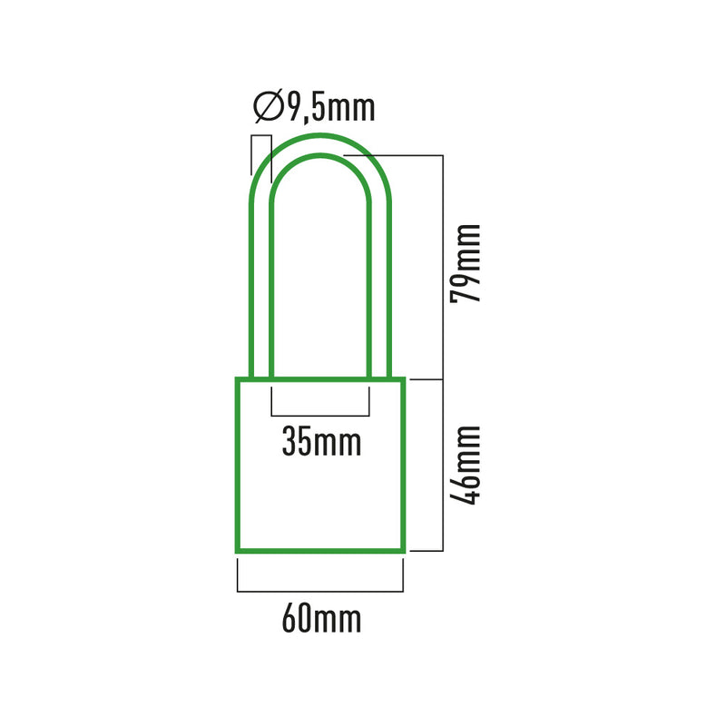 Candado Laton Arco Largo 60X90Mm Blister Edm