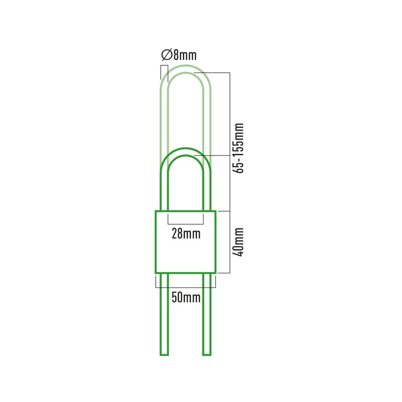 Brass Padlock Adjustable Bow 50mm Opening 50-135mm Blister Edm