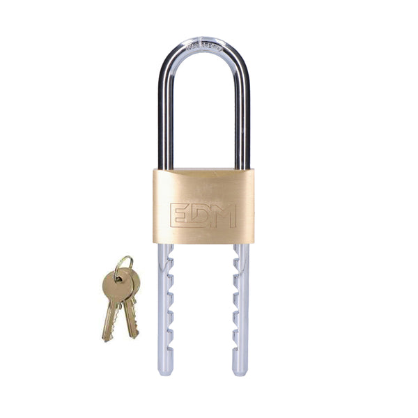 Brass Padlock Adjustable Bow 60mm Opening 60-160mm Blister Edm