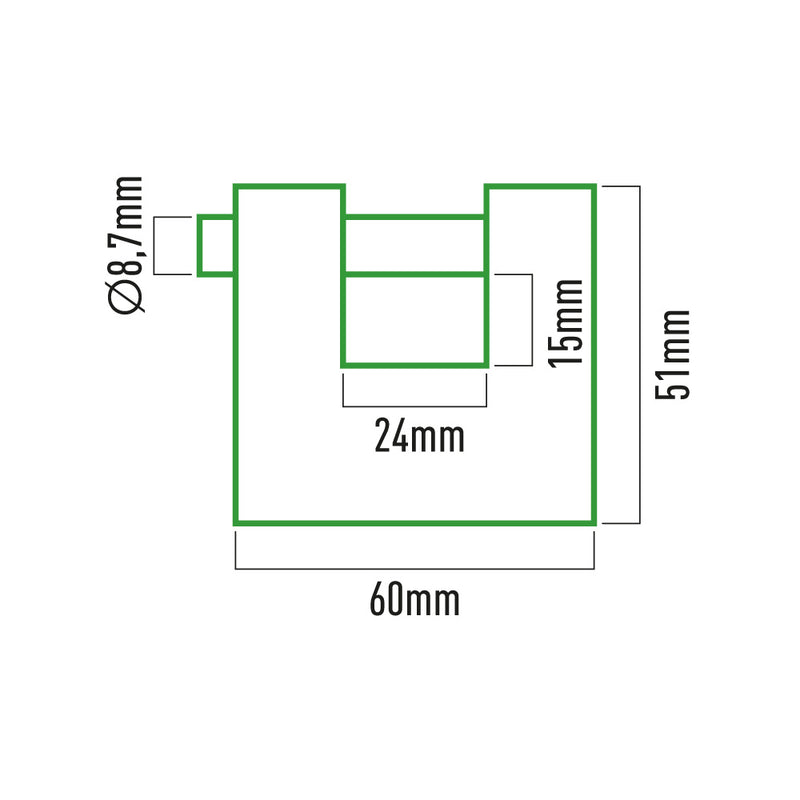 Reinforced Security Brass Padlock 60.5x53x25.5mm Blister Edm