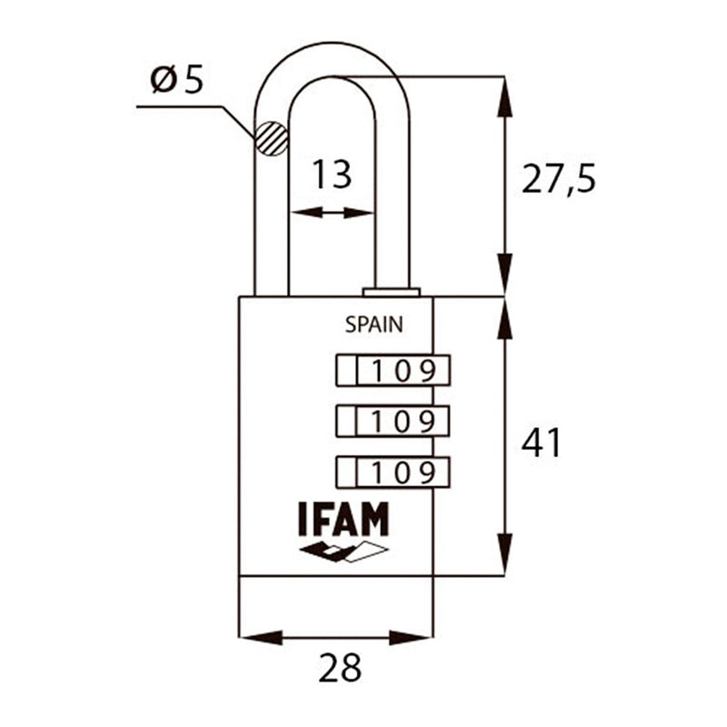 Col Combi30 Blue Padlock 30mm, Ø5mm Bow, With Combination, Ifam