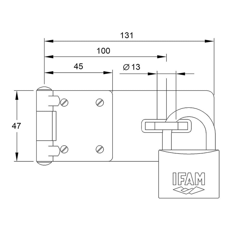 Padlock holder Pc430 Steel 131X47Mm Ø13Mm, Ifam