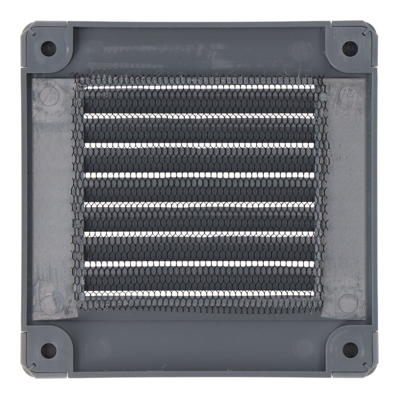 Square Ventilation Grille With Plugs And Mosquito Net 100X100X7Mm Abs Grey