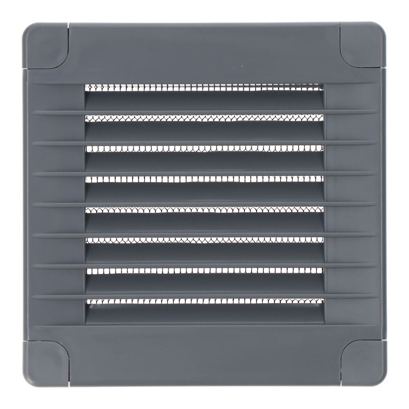 Square Ventilation Grille With Plugs And Mosquito Net 100X100X7Mm Abs Grey