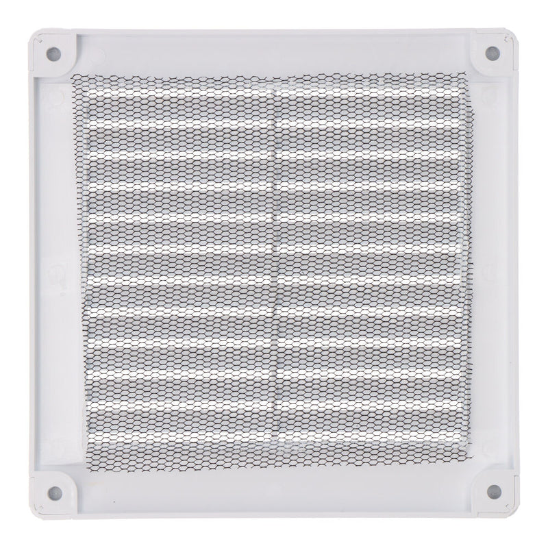 Square Ventilation Grille With Plugs And Mosquito Net 150X150X7Mm Abs White