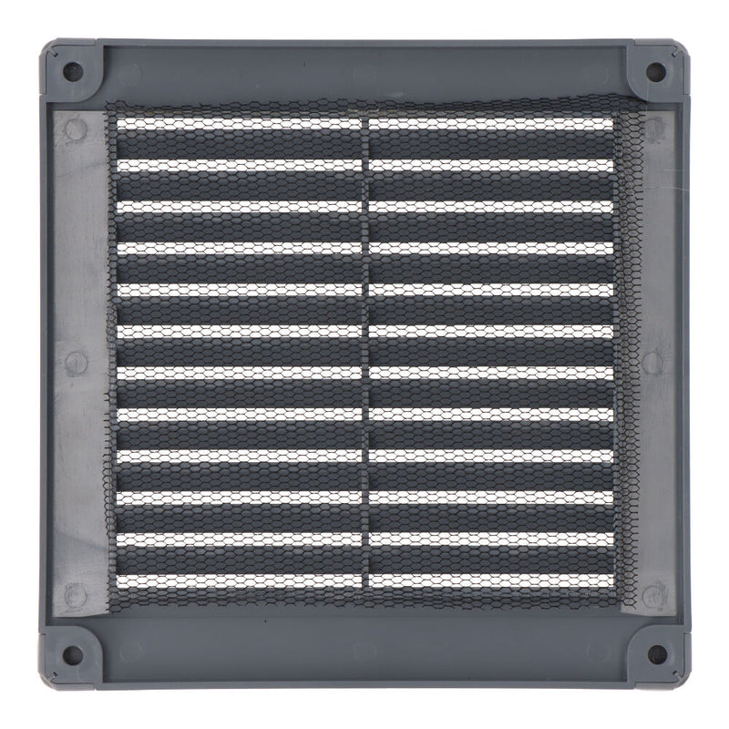 Square Ventilation Grille With Plugs And Mosquito Net 150X150X7Mm Abs Grey