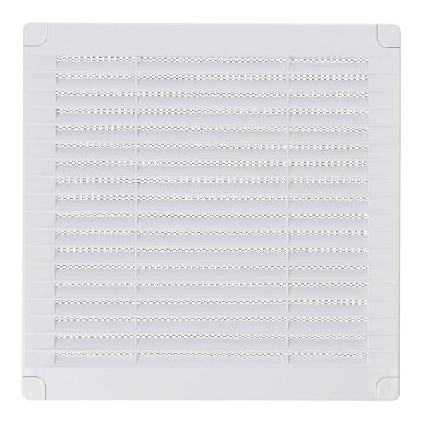 Square Ventilation Grille With Plugs And Mosquito Net 200X200X7Mm Abs White