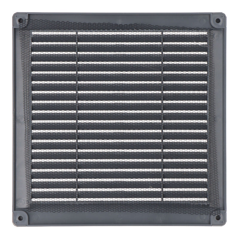 Square Ventilation Grille With Plugs And Mosquito Net 200X200X7Mm Abs Grey