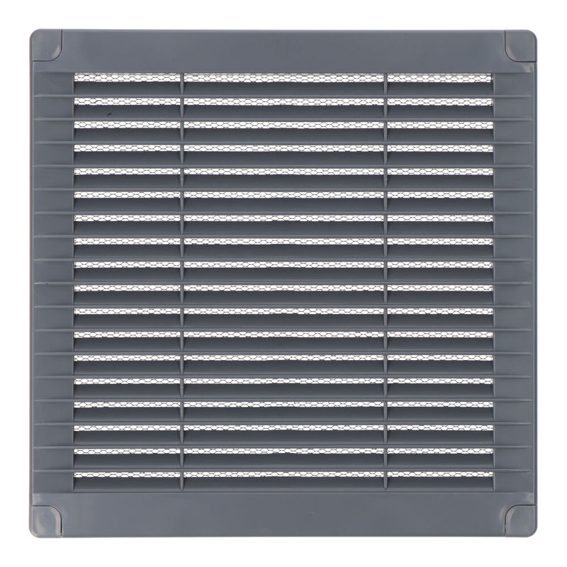 Square Ventilation Grille With Plugs And Mosquito Net 200X200X7Mm Abs Grey