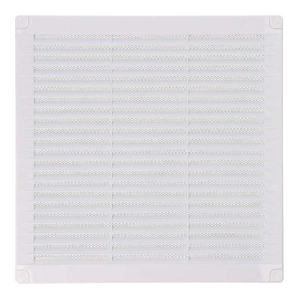 Square Ventilation Grille With Plugs And Mosquito Net 250X250X7Mm Abs White