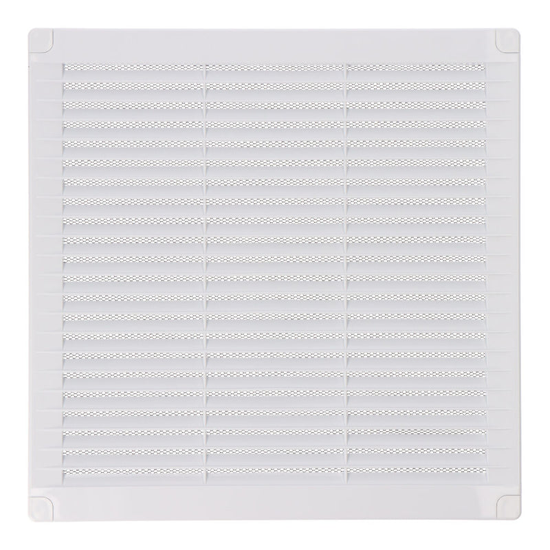 Square Ventilation Grille With Plugs And Mosquito Net 250X250X7Mm Abs White