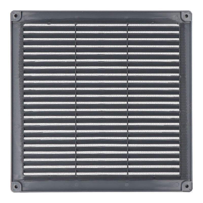 Square Ventilation Grille With Plugs And Mosquito Net 250X250X7Mm Abs Grey