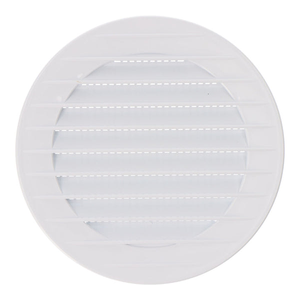 Round Recessed Ventilation Grille, ABS, With Mosquito Net Ø90mm White