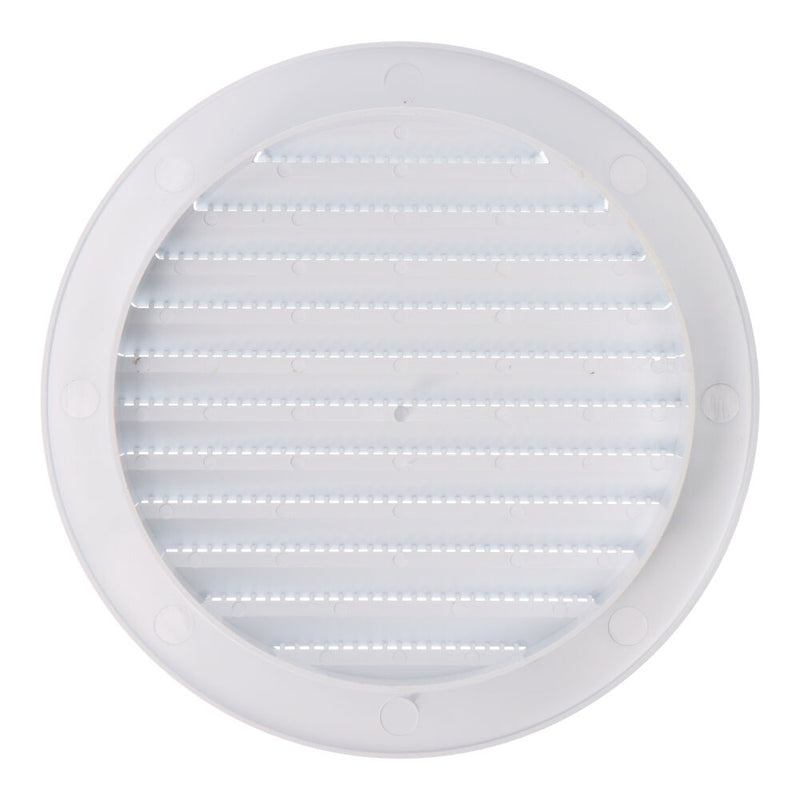 Recessed Round Ventilation Grille With Mosquito Net Ø120mm White ABS