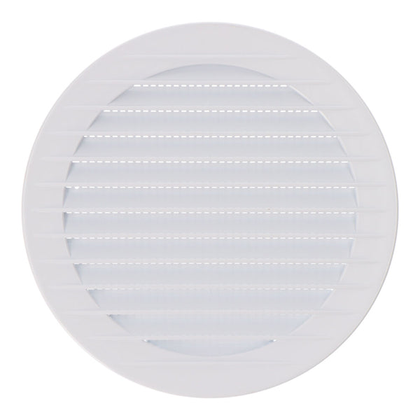 Rejilla Ventilación Redonda Empotrable Con Mosquitera Ø120Mm  Abs Blanca