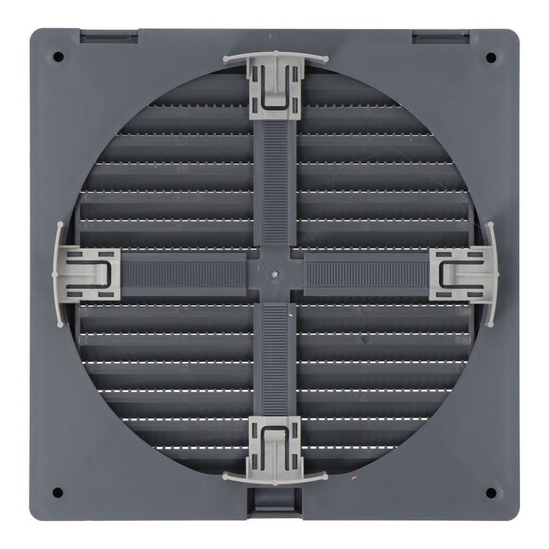 Adjustable Recessed Square Ventilation Grille Ø 80-150 With Mosquito Net 170X170X11.5Mm Abs Grey