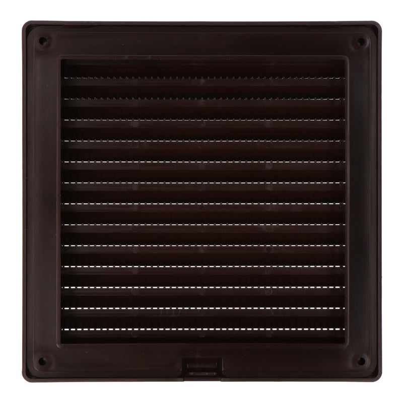 Rejilla Ventilación Cuadrada  Empotrable Con Mosquitera 140 X 140Mm Abs Marrón