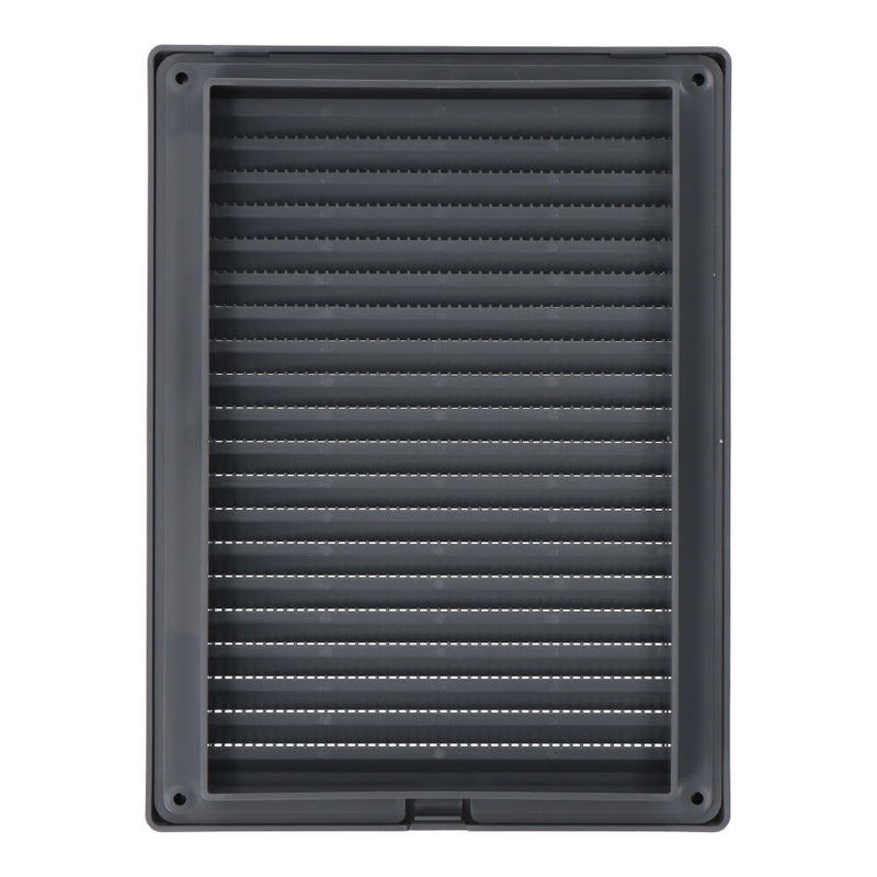 Rejilla Ventilacíón Rectangular Empotrable Con Mosquitera Abs 135X205Mm Gris