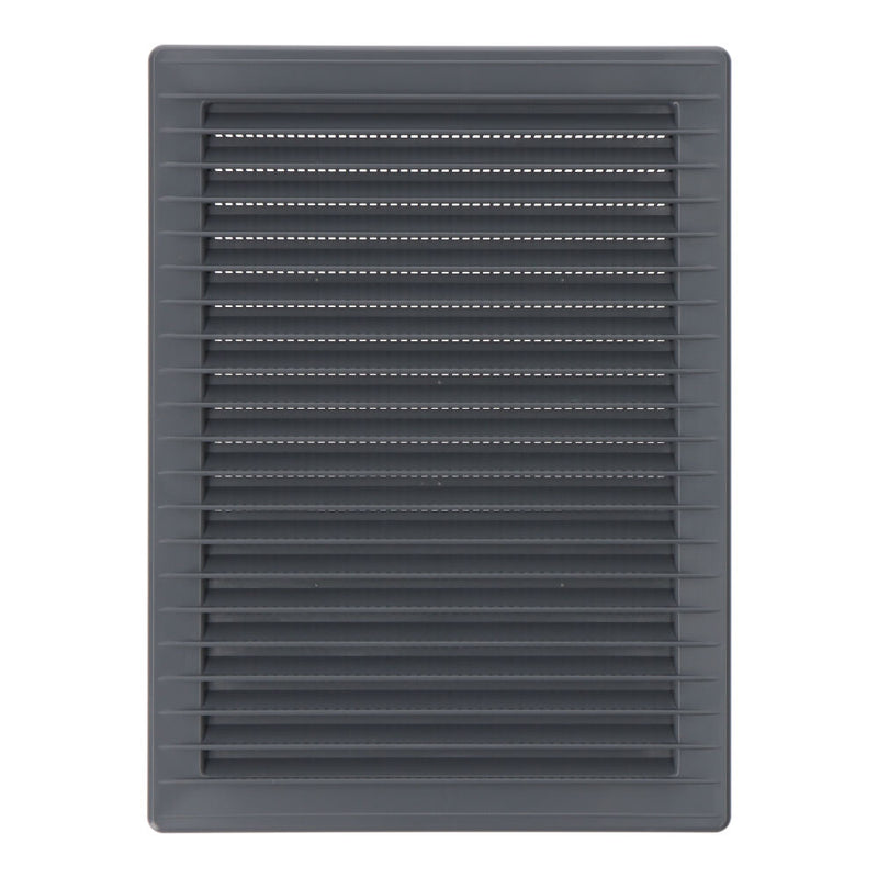 Rejilla Ventilacíón Rectangular Empotrable Con Mosquitera Abs 135X205Mm Gris