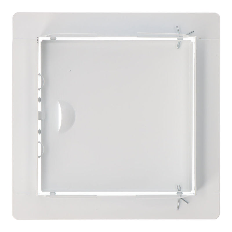 Square recessed manhole cover made of white steel 15x15cm