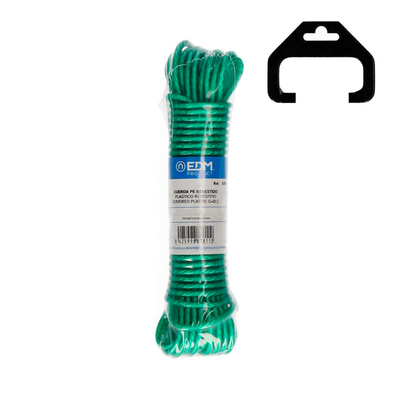 Skein of PVC Coated Plastic Clothesline 10M Green Edm