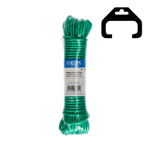 Skein of PVC Coated Plastic Clothesline 15M Green Edm