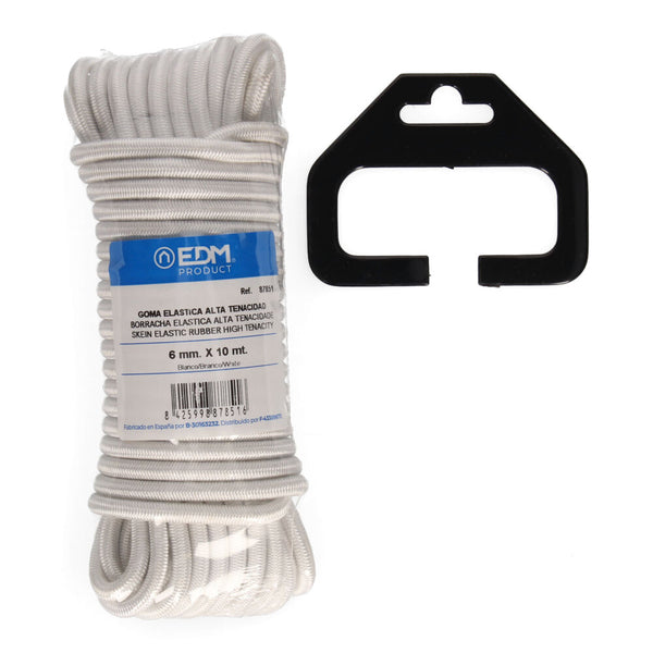 10M Skein High Tenacity White Elastic Rubber, Caliber 6mm