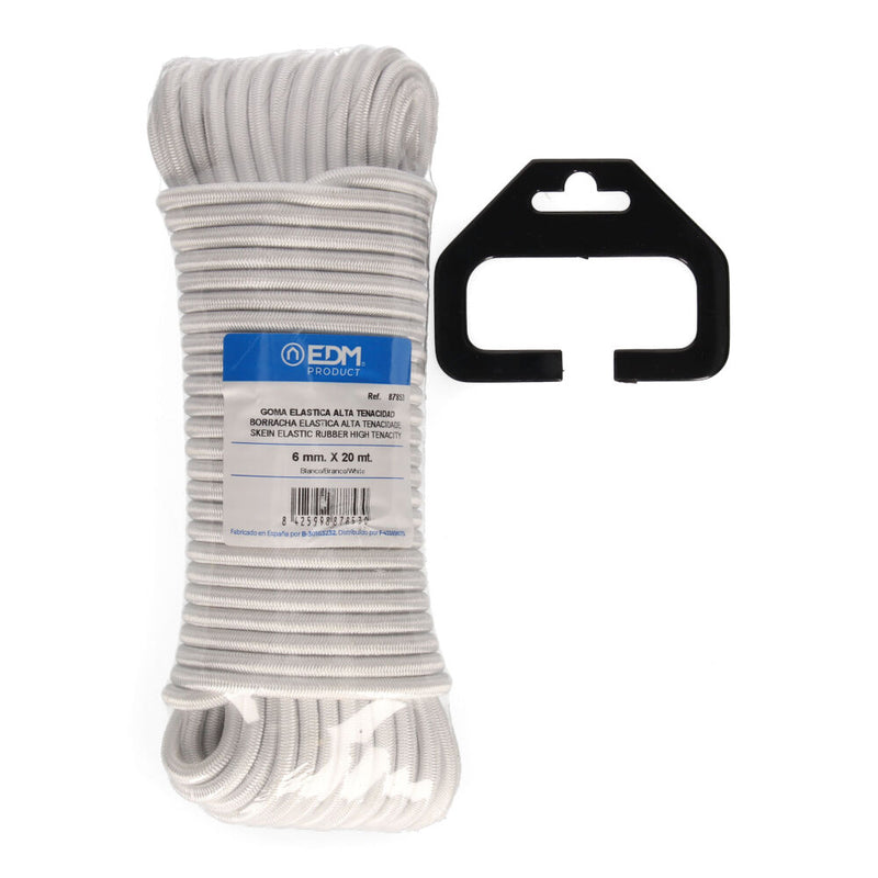 20M Skein High Tenacity White Elastic Rubber, Caliber 6mm