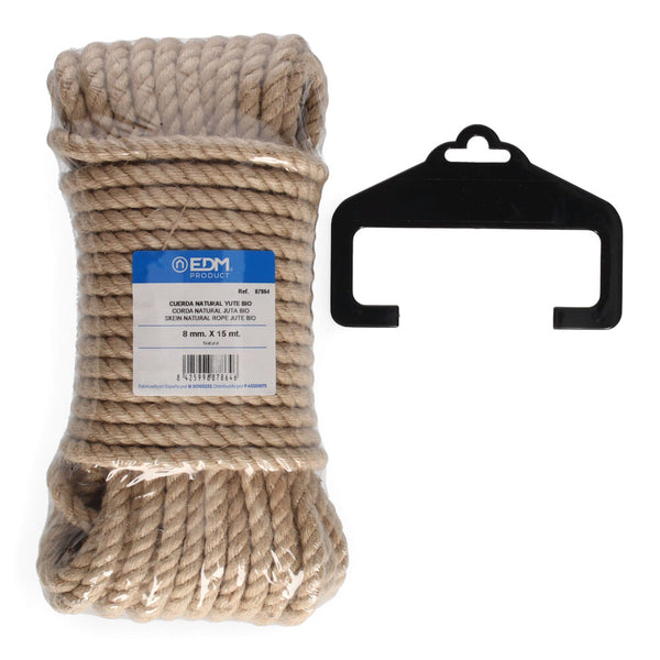 Skein 15M Natural Jute Rope Bio, 3 Strands, Gauge 8M Edm