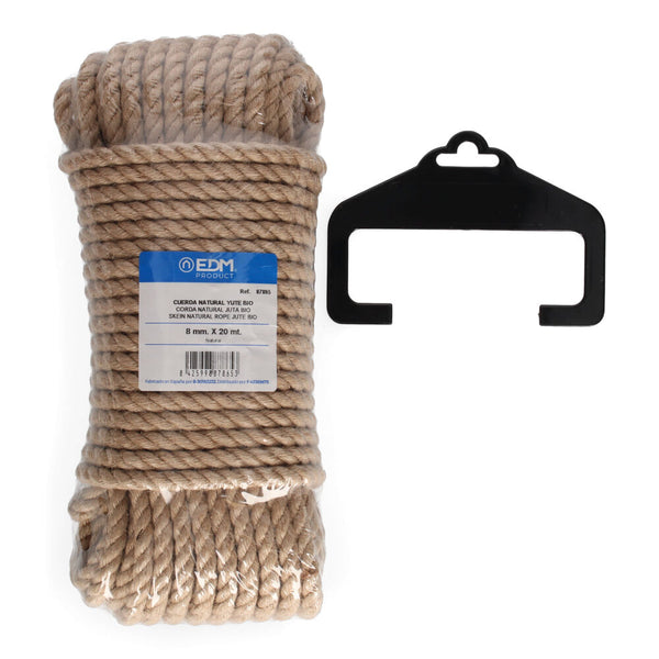 Skein 20M Natural Jute Rope Bio, 3 Strands, Gauge 8Mm Edm