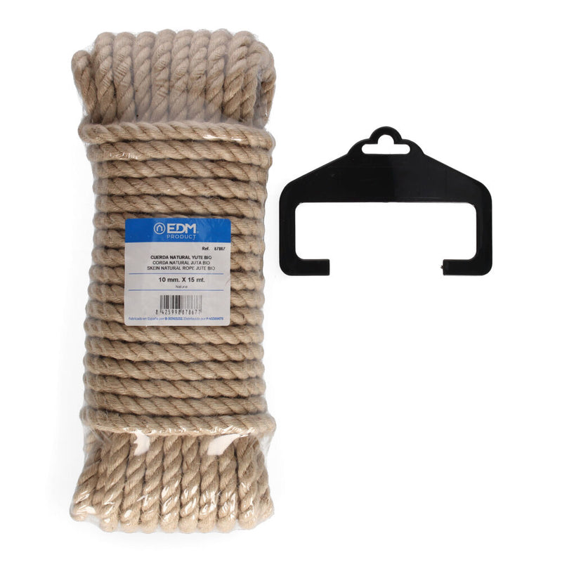 Skein 15M Natural Jute Rope Bio, 3 Strands, Gauge 10Mm Edm